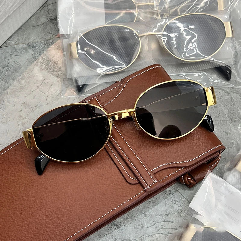 1PCS/2PCS/3PCS Metal Fashion Women's Sunglasses Luxury Brand Glasses Oval Frame Classic Colors