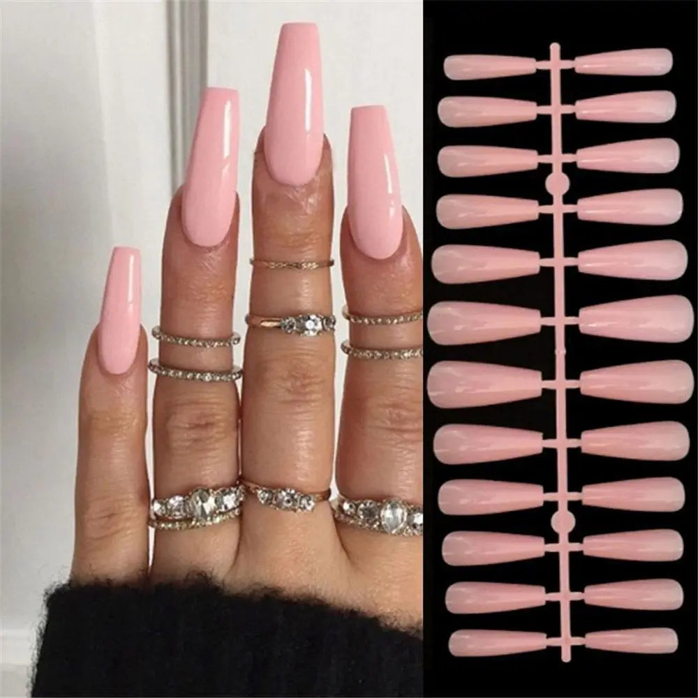 24PCS Short Square False Nails French White Edge Fake Nials Silver Flame Full Cover Press On Nails Detachable Ballerina Nail Tip