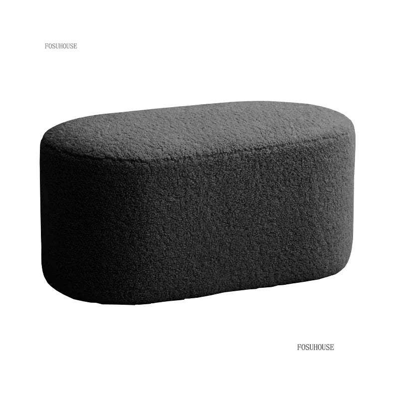 Modern Living Room Furniture Minimalist Shoe Changing Stool Nordic Lambswool Footrest Leisure Ottomans Designer Hallway Ottoman