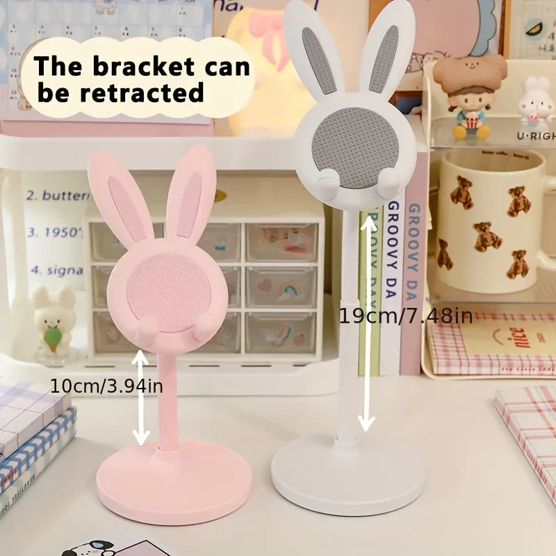 Pink Cartoon Little Rabbit Desktop Mobile Phone Stand Tablet Computer Stand Adjustable Telescopic Lift Student Lazy Person Stand