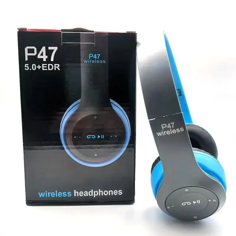 P47 Wireless Headphones – Bluetooth 5.0, Foldable, Stereo Bass