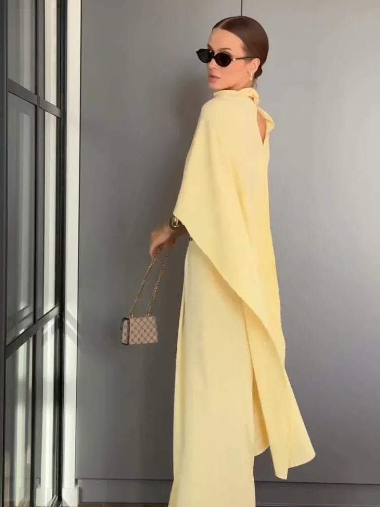 Elegant Solid Jumpsuit Scarf Set Women Street Sleeveless V-neck Jumpsuits Long Pants Female 2025 Fashion Summer Fall Lady Suits