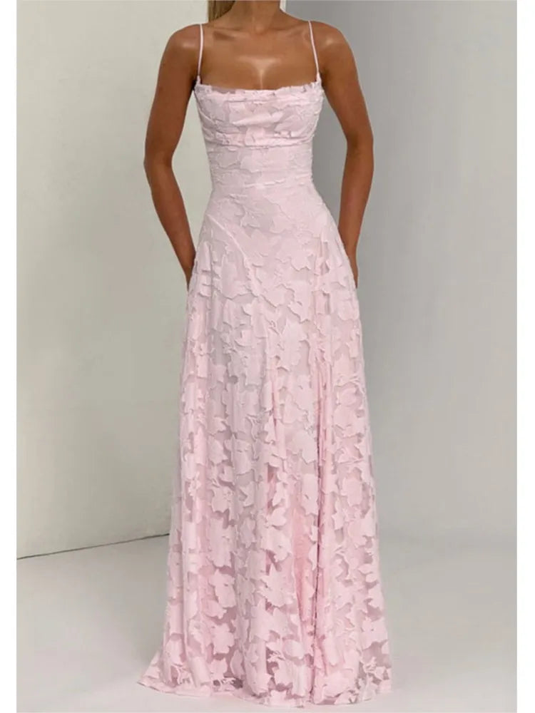 Fashion Spaghetti Strap Loose Dress For Women Elegant Slash Neck High Waist Dresses Lady Vestidos Holiday Party Formal Evening