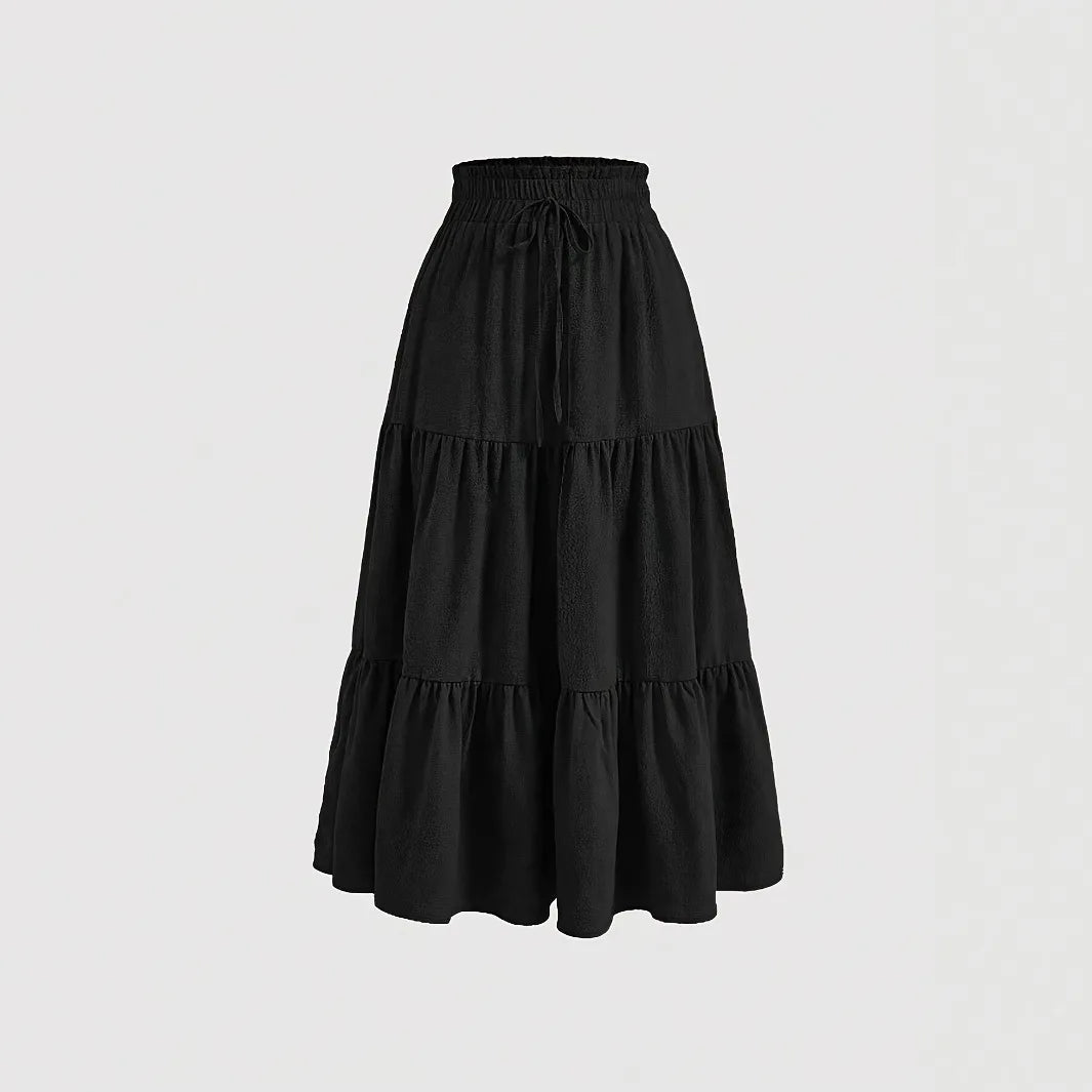 2025 New Women's Boho Vintage Floral Print Maxi Skirt Fashion Elastic High Waist Pleated Flowy A -Line Long Autumn Short Skirts