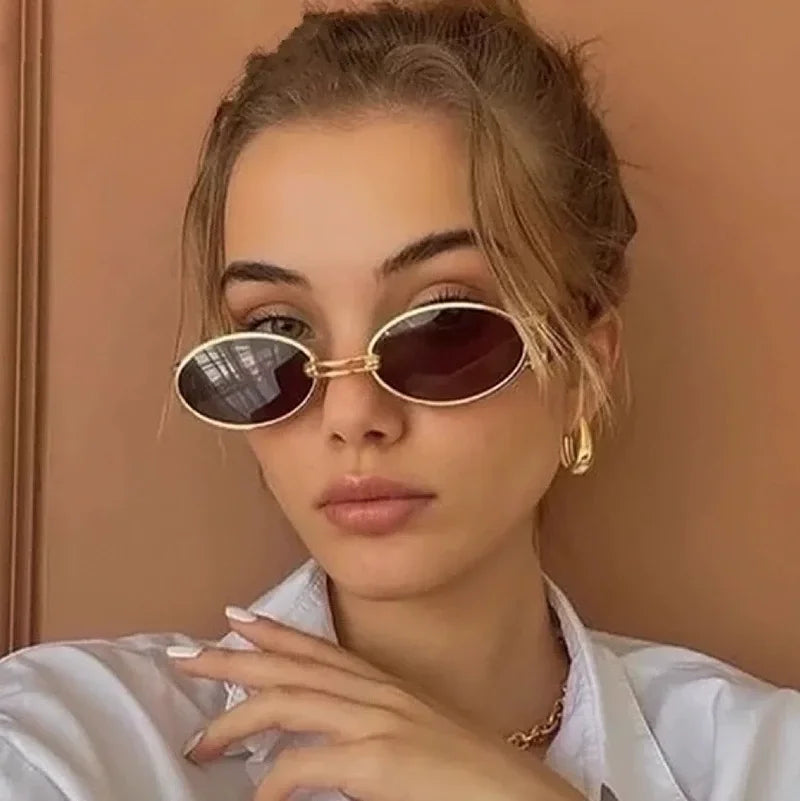 New Vintage Oval Sunglasses Ladies Ins Small Retro Punk Sunglasses for Women Men Luxury Brand UV400 Protection Shades Sunglasses