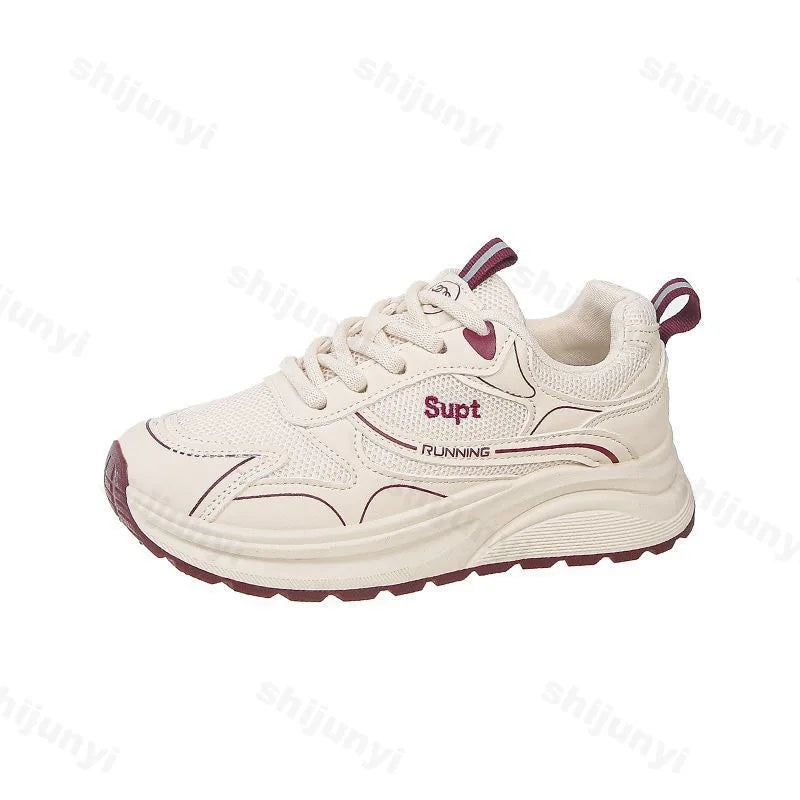 Height Increase Women Vulcanized Shoes Autumn New Lightweight Lace Up Platform Sneakers Comfort Breathable Non Slip Casual Shoes