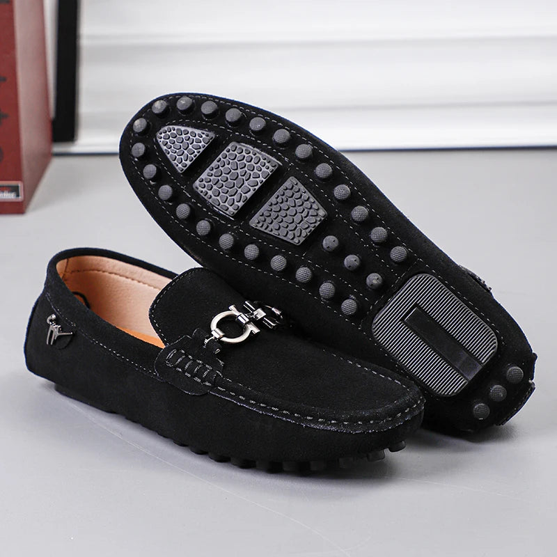 Handmade Suede Leather Men’s Slip-On Loafers