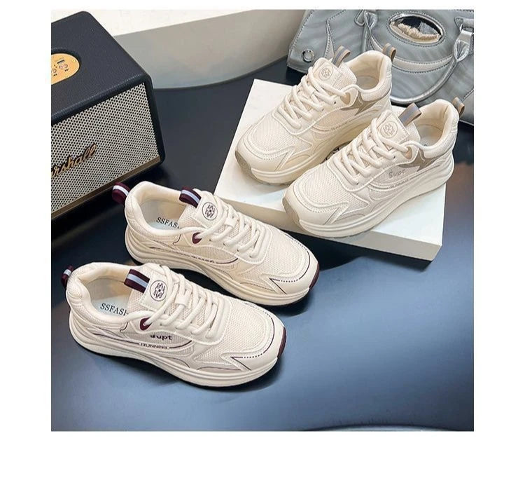 Height Increase Women Vulcanized Shoes Autumn New Lightweight Lace Up Platform Sneakers Comfort Breathable Non Slip Casual Shoes