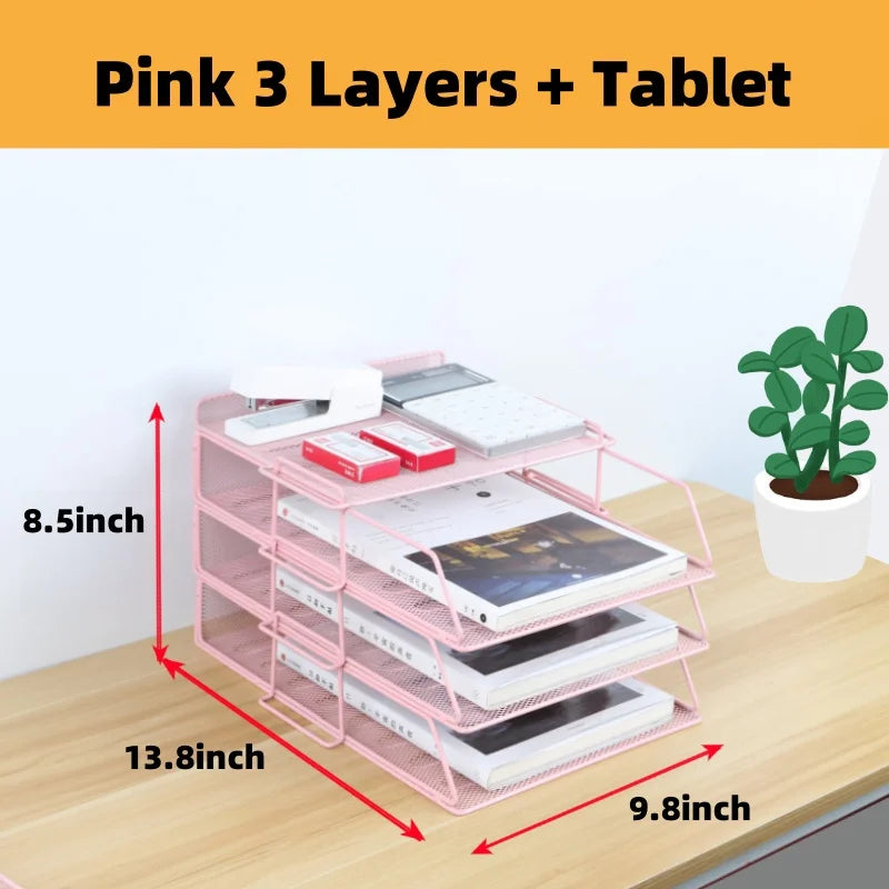 A4 Desk Paper Organizer – Metal Mesh Tray