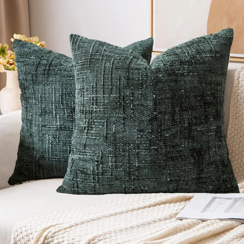 Chenille Pillowcase Bamboo Yarn Texture Throw Pillow Covers Solid Sofa Cushion Covers for Home Bedroom Living Room Decor
