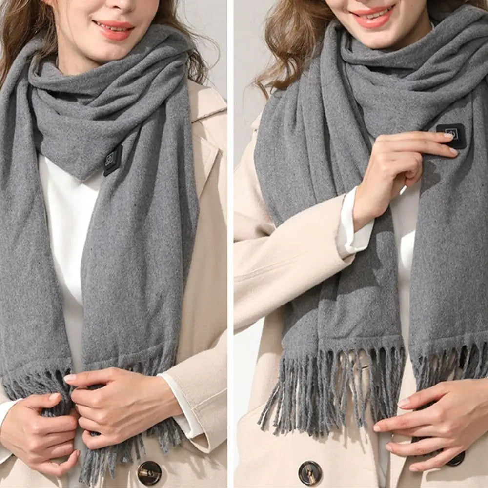 2025 USB Charging Electric Heated Scarf Rechargeable Adjustable Temperature Electric Winter Warmer Creative Unisex Warm Shawl