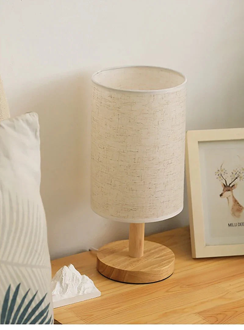 1pc Chinese Style Lamp LED Table Lamp Simple Dimmable USB Plug Night Light Fabric Lampshade Living Room Bedroom Bedside Lighting