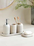 5pcs Bathroom Accessories Set – Beige & Grey