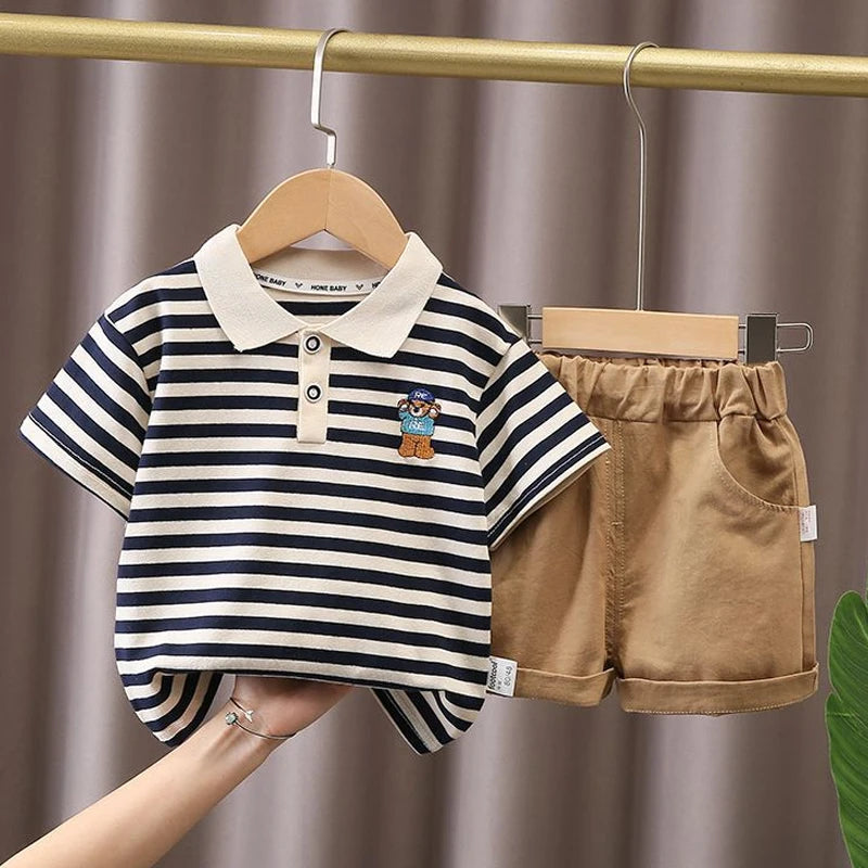Kids Summer Set – Cotton Cartoon Polo & Shorts (4-6Y)
