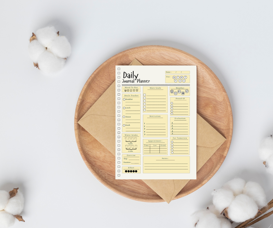 Daily Journal Planner Template | Digital Mood & Habit Tracker | Comprehensive Daily Reflection & Wellness Organizer